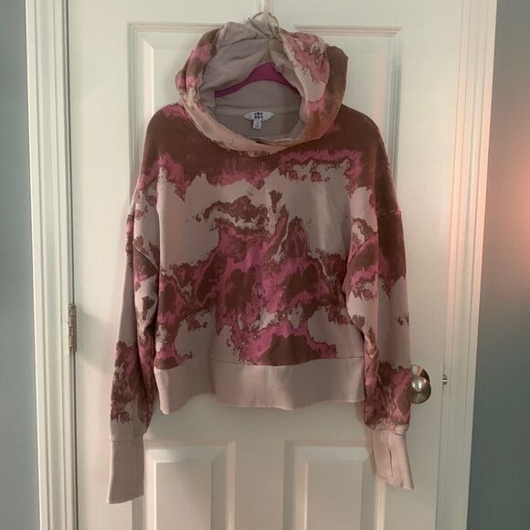 JoyLab Thumbhole Pink‎ & Brown Marble Hoodie - Picture 1 of 4